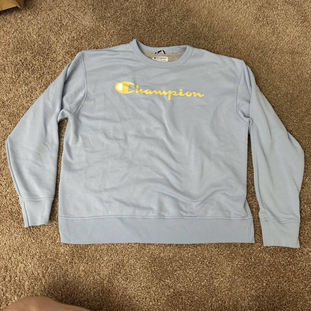 Champion Men’s Pastel Blue & Yellow Crewneck Sweater Size XL